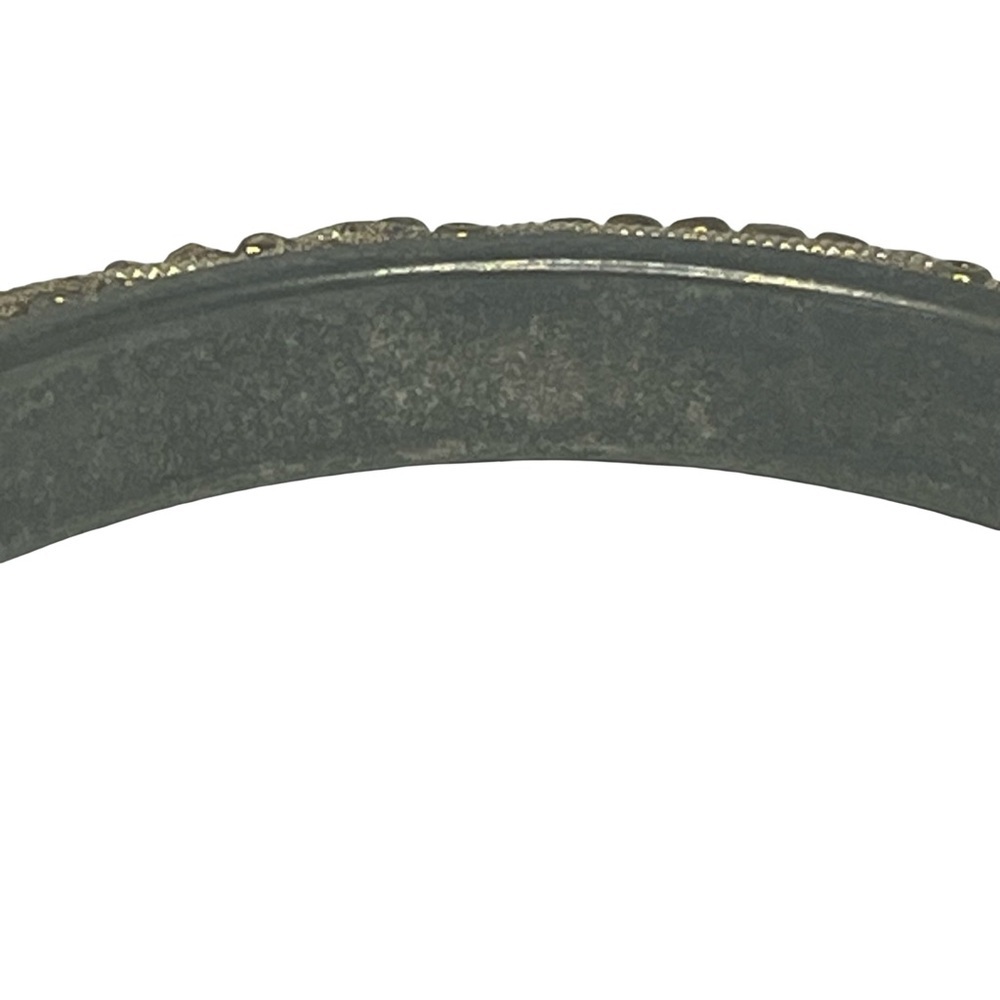 Black Rhinestone Brass Bead Bangle Bracelet Vintage - Picture 2 of 3